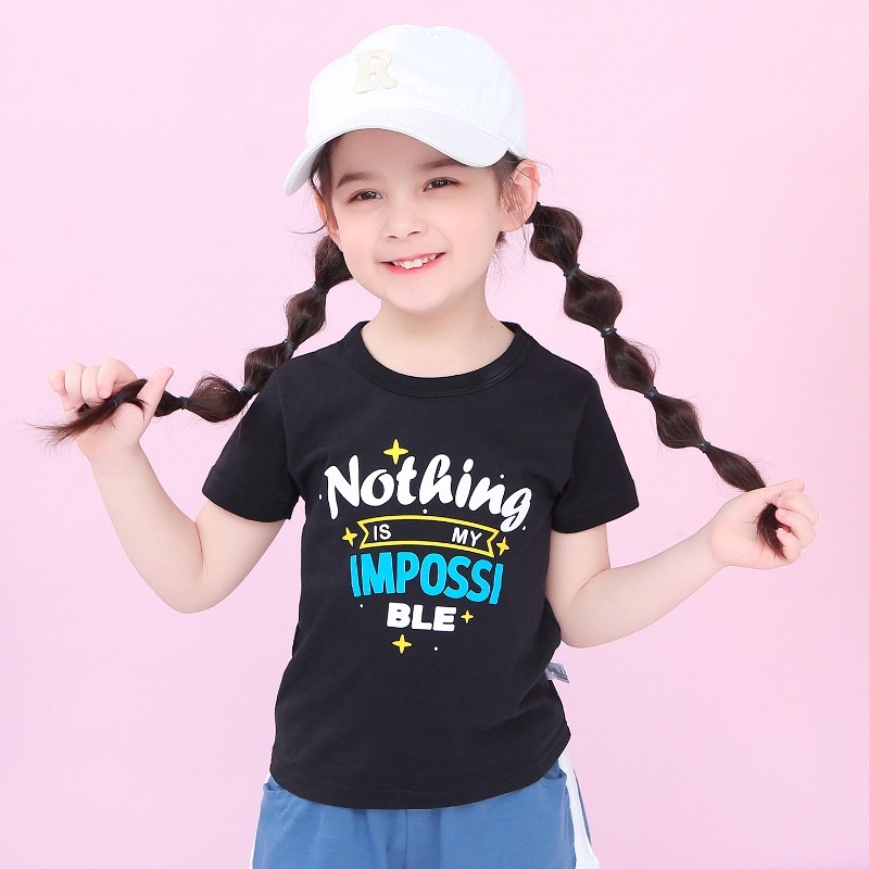 Áo 27kids bé gái in chữ thun cotton trẻ em 10-30kg