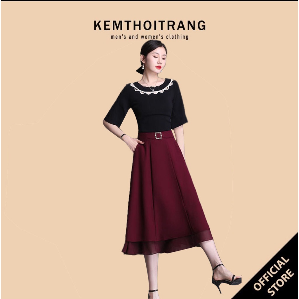 Chân Váy Xòe Dài Xếp Ly Lưng Thun, Chất liệu Lụa Tơ HÀN Mềm Mại Không Nhăn