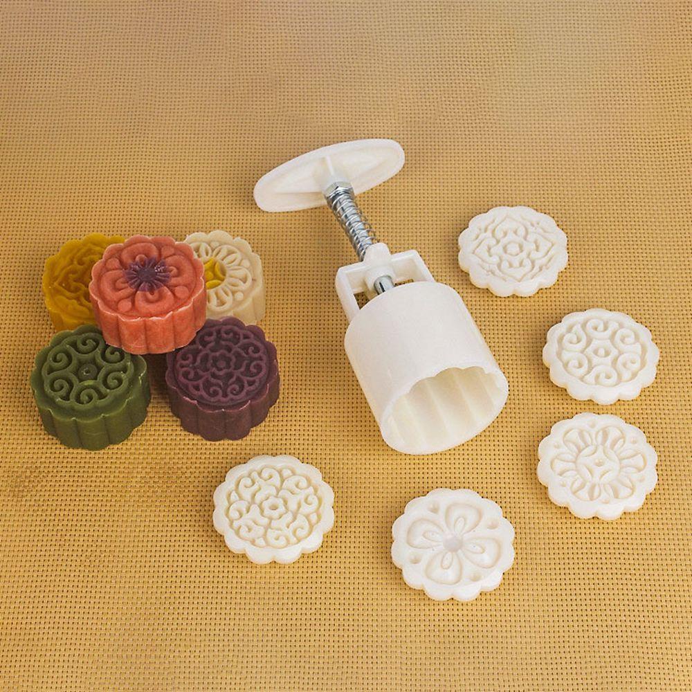 AUGUSTINA Set 7 Khuôn Nhấn Làm Bánh Trung Thu Tiện Dụng