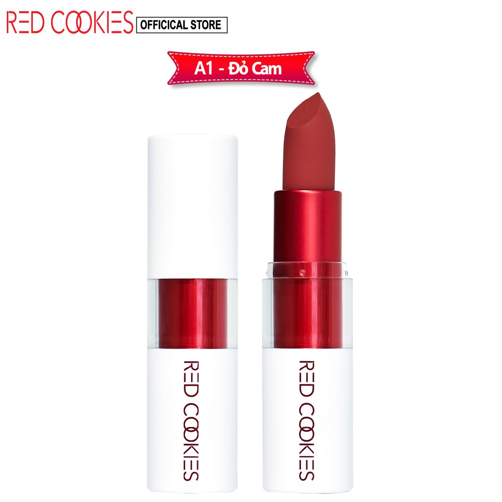 Son lì mịn, mềm môi, bền màu, không nặng môi RED COOKIES MARSHMALLOW POWDER LIPSTICK A1 Twenteen Red( Đỏ cam) 3.5g