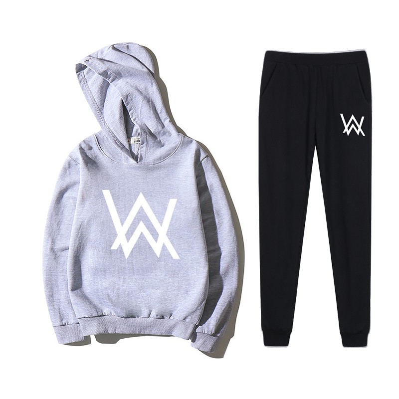 Bộ Áo Hoodie + Quần Dài 100% Cotton In Họa Tiết Alan Walker Thời Trang Cho Bé Trai