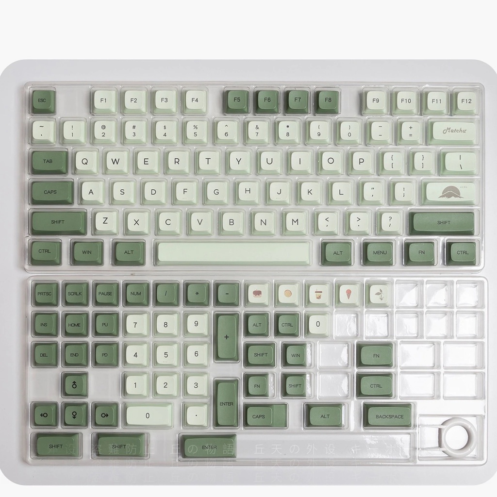 Bộ keycap XDA PBT Matcha Trà Xanh 125 nút in Dye-Sub Font chữ to ( hỗ trợ layout 61 64 87 104 108 Phím )