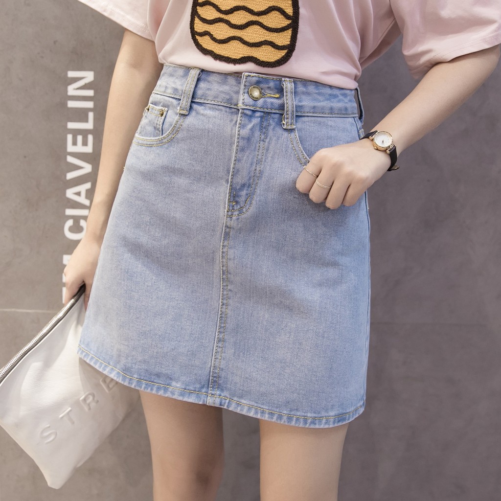 Chân váy jeans chữ A thời trang Hàn Quốc cho nữ | BigBuy360 - bigbuy360.vn