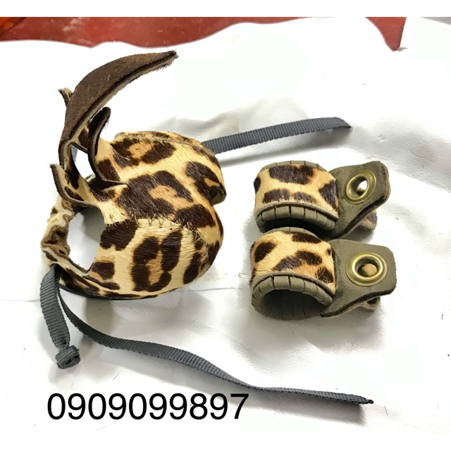 Mũ chim săn da báo + khoá chân da báo