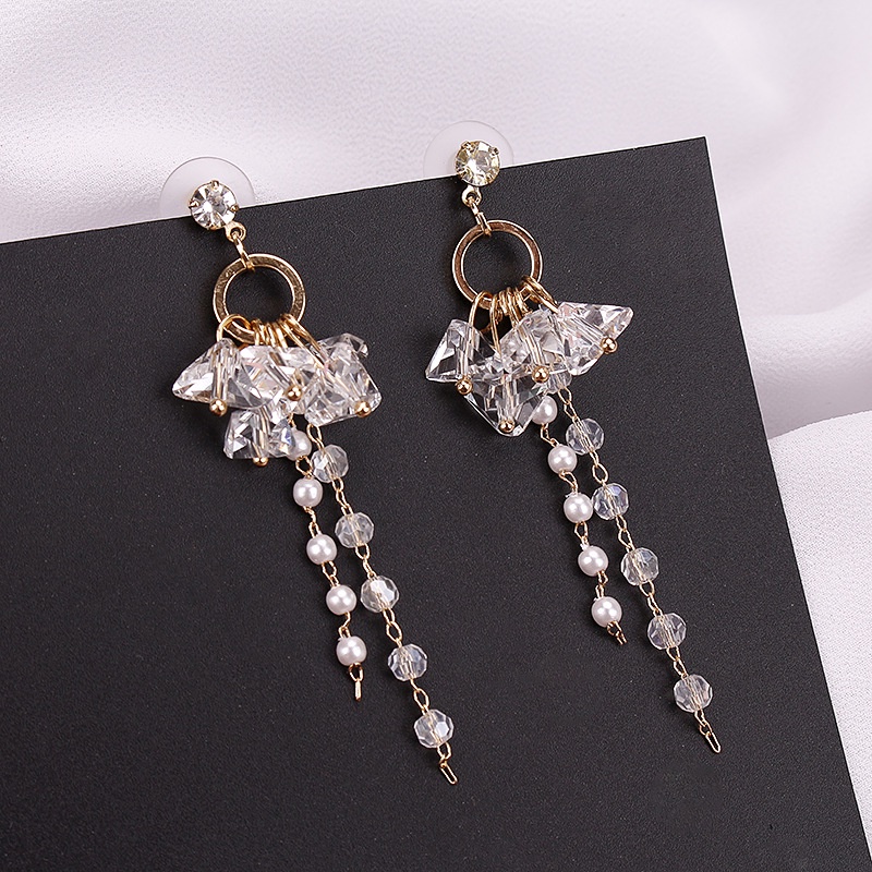 Đôi Bông Tai Dáng Dài Đính Ngọc Trai Nhân Tạo Thời Trang Cho Nữ