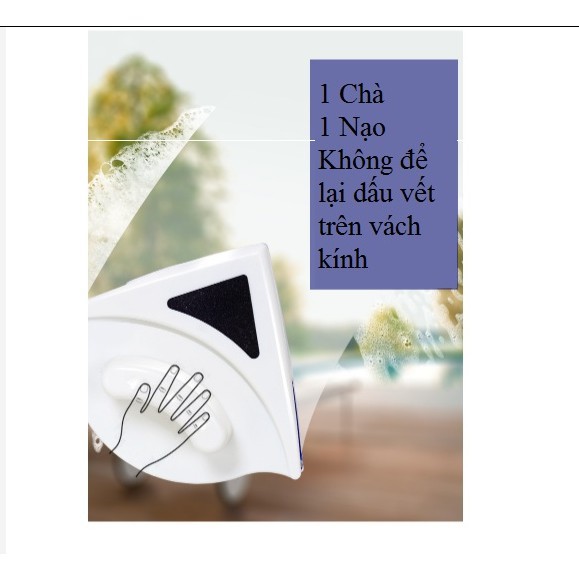 Dụng cụ lau kính 2 mặt nam châm, Lau kính 2 mặt tam giác sử dụng cho nhà cao tầng, chung cư