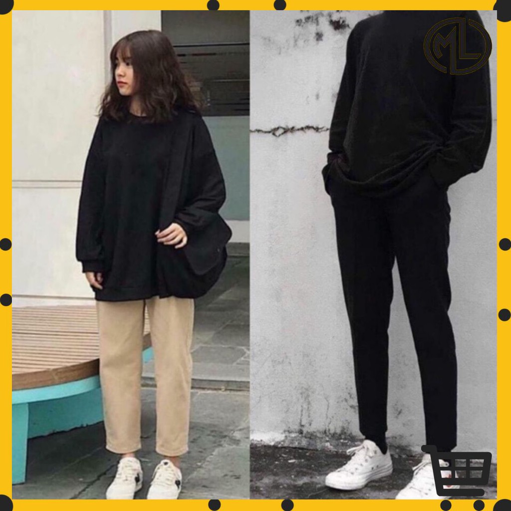 Áo Sweater Đen Trơn Nam Basic Form Rộng Hàn Quốc - MAYLANSTORE | BigBuy360 - bigbuy360.vn