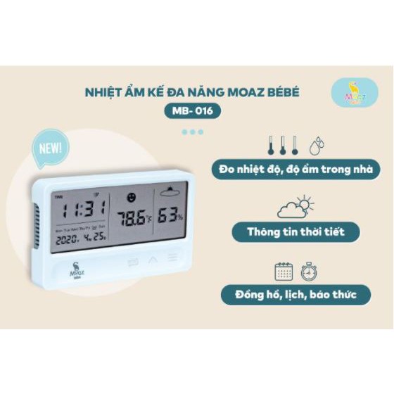 [Haobaby shop] Máy nhiệt kế đo nhiệt độ phòng và độ ẩm phòng cho bé (ẩm kế) Moaz Bebe MB016/MB027