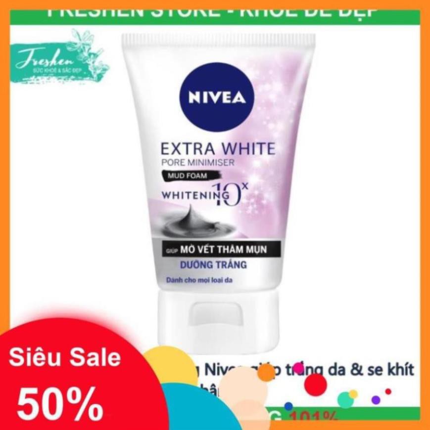 Sữa rửa mặt bùn khoáng Nivea giúp trắng da & se khít lỗ chân lông.