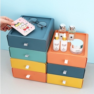 Hộp Đựng Mỹ Phẩm Để Bàn Nhiều Ngăn Màu Sắc Tương Phản Tiện Dụng Cho Học Sinh/Văn Phòng Hộp đựng đồ để bàn màu Morandi ,giá ngăn kéo nhiều tầng, kết hợp mới kệ đựng mỹ phẩm phiên bản Hàn Quốc Hộp đựng đồ để bàn màu Morandi ,giá ngăn kéo nhiều tầng, kết hợp