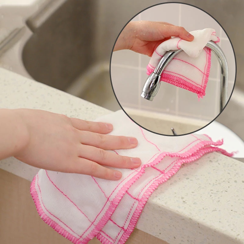 Khăn / Khăn Lau Chén Dĩa Sợi Cotton / Sợi Nhỏ Hình Vuông Thấm Hút Chống Dầu Mỡ Đa Năng Cho Nhà Bếp