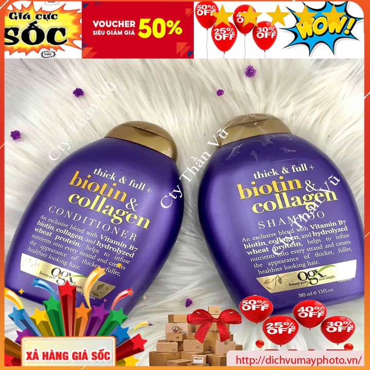 Dầu Gội và Xả giảm rụng tóc Biotin Collagen 385ml Phục Hồi Tóc Hư Tổn Ngăn Ngừa Rụng Tóc Hiệu Quả