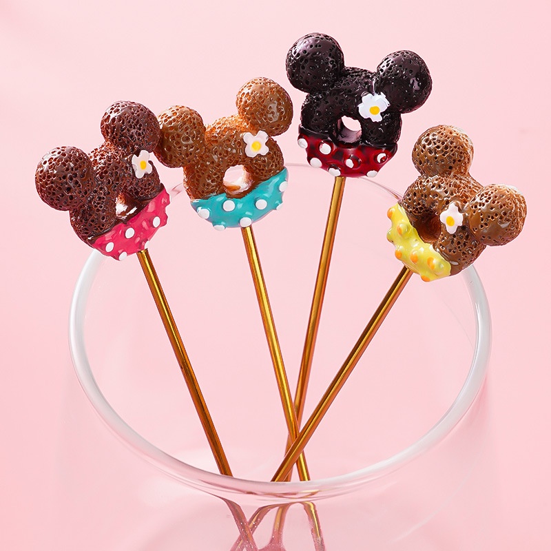 Bộ Muỗng Nĩa Ăn Tráng Miệng Hình Chuột Mickey Hoạt Hình Dễ Thương Cho Bé