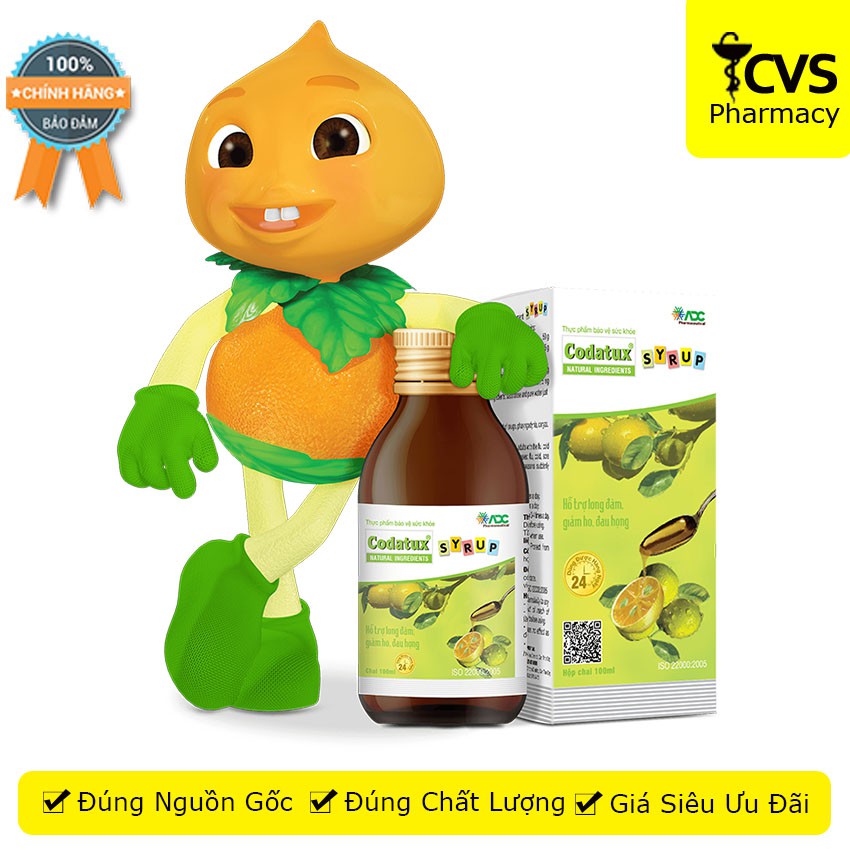Codatux Syrup - Chai siro 100ml Giúp Giảm Ho &amp; Viêm Họng - cvspharmacy