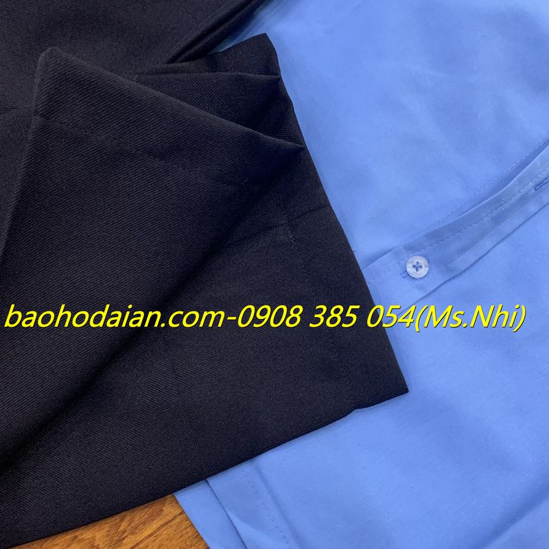 Quần áo bảo vệ ngắn tay màu xanh dương chất vải thấm hút mồ hôi