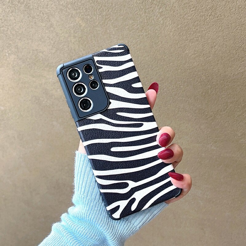 Dễ Thương Bao Da Điện Thoại Chống Sốc Họa Tiết Ngựa Vằn Cho samsung s21 s20 s10 s8 s9 plus ultra s20 fe note10 20 Ốp