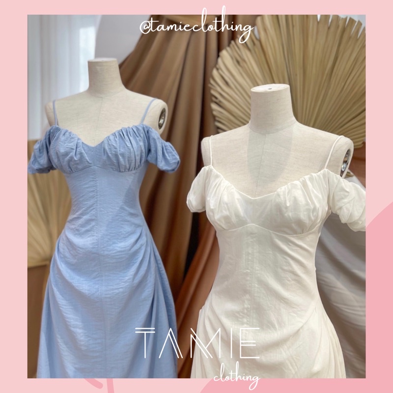 Đầm LỌ LEM Váy 2 Dây Thiết kế VAI BÈO NHÚN CÚP NGỰC tamieclothing D08 | BigBuy360 - bigbuy360.vn