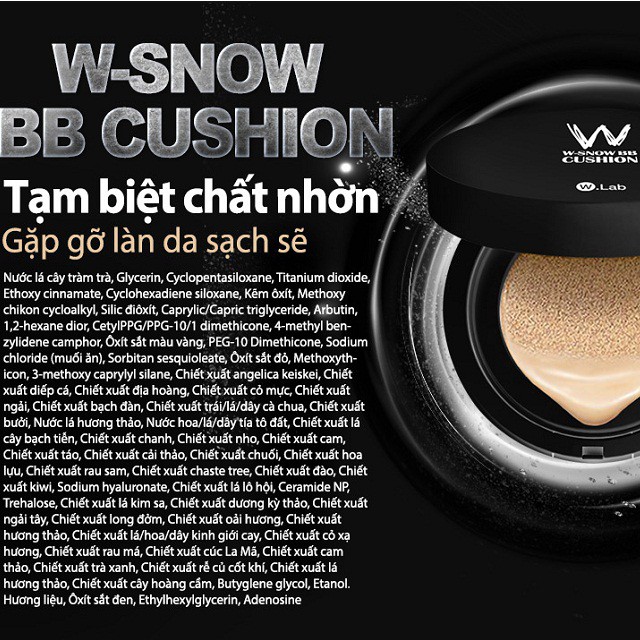 Phấn nước dành cho da dầu mụn BB Cushion wsnow W.lab SPF50 PA+++ | BigBuy360 - bigbuy360.vn