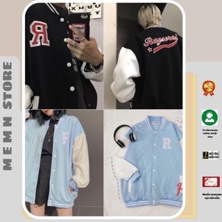 Áo bomber cúc bấm thêu chữ nổi r MEMN 604
