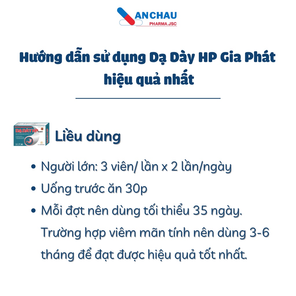 DẠ DÀY HP GIA PHÁT - Hỗ trợ giảm đau, viem loét, trào ngược dạ dày, tá tràng - An Châu