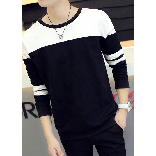 [MỚI LẠ] Áo Thun Nam Tay Dài Phối Sọc Cực Phong Cách | BigBuy360 - bigbuy360.vn