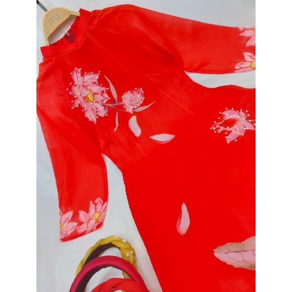 🥰 Siêu phẩm áo dài tơ óng 4 tà đỏ kết cao cấp đẹp nhẹ nhàng hàng may kĩ chuẩn cao cấp