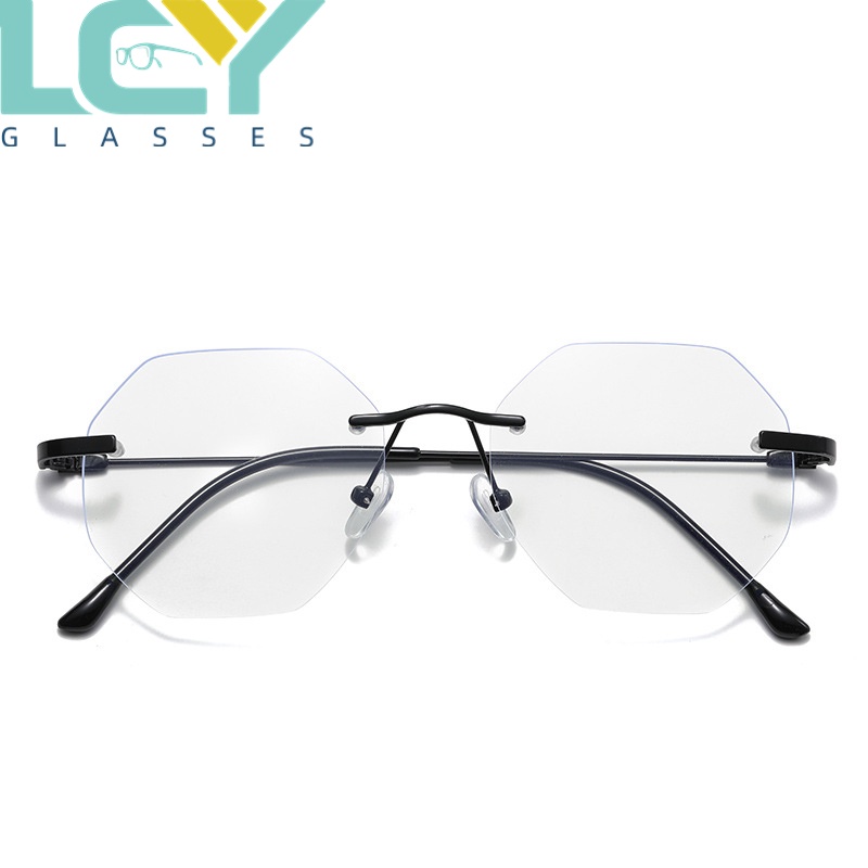 Mắt Kính Chống Ánh Sáng Xanh Không Gọng Đa Giác Thời Trang Cho Nữ # 0°-6.0° (Spot)