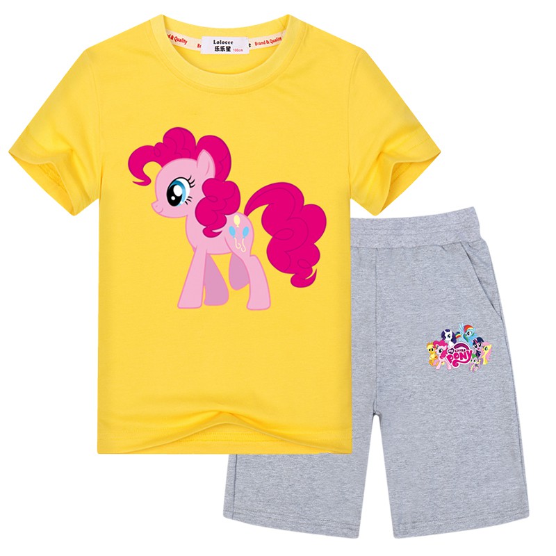 MY LITTLE PONY Bộ Đồ Gồm 2 Món Áo Thun + Quần Short In Hình Ngựa Con Cho Bé Gái