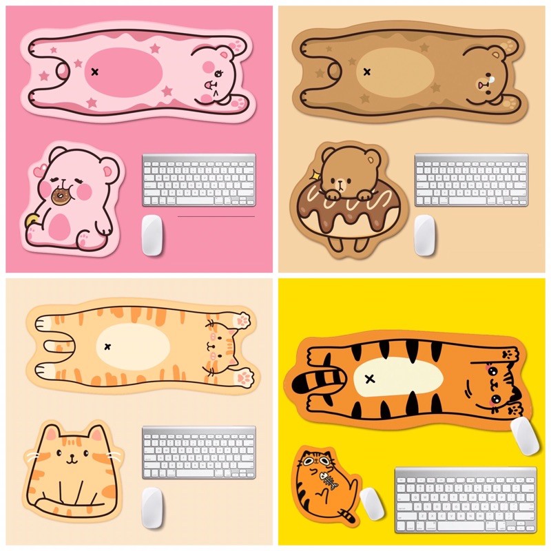 Tấm lót chuột, Bàn di chuột, Mousepad Mèo Gấu Dễ thương cute Size: 70x25x0.3cm và 25x25x0.3cm