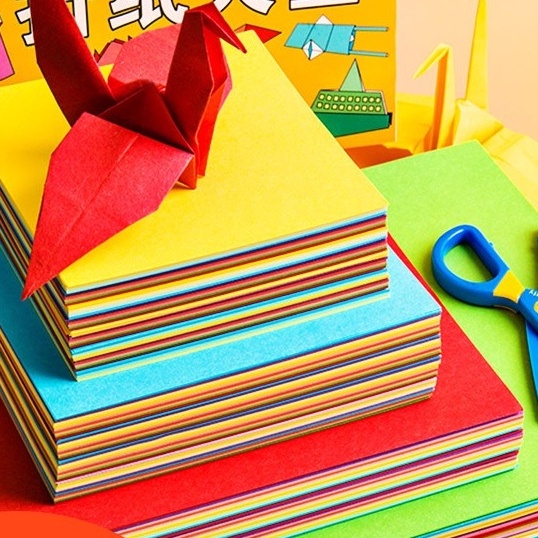 Giấy origami 10 màu 100 tờ - Giấy xếp hình trẻ em hình vuông 100 tờ - Corgi Shop