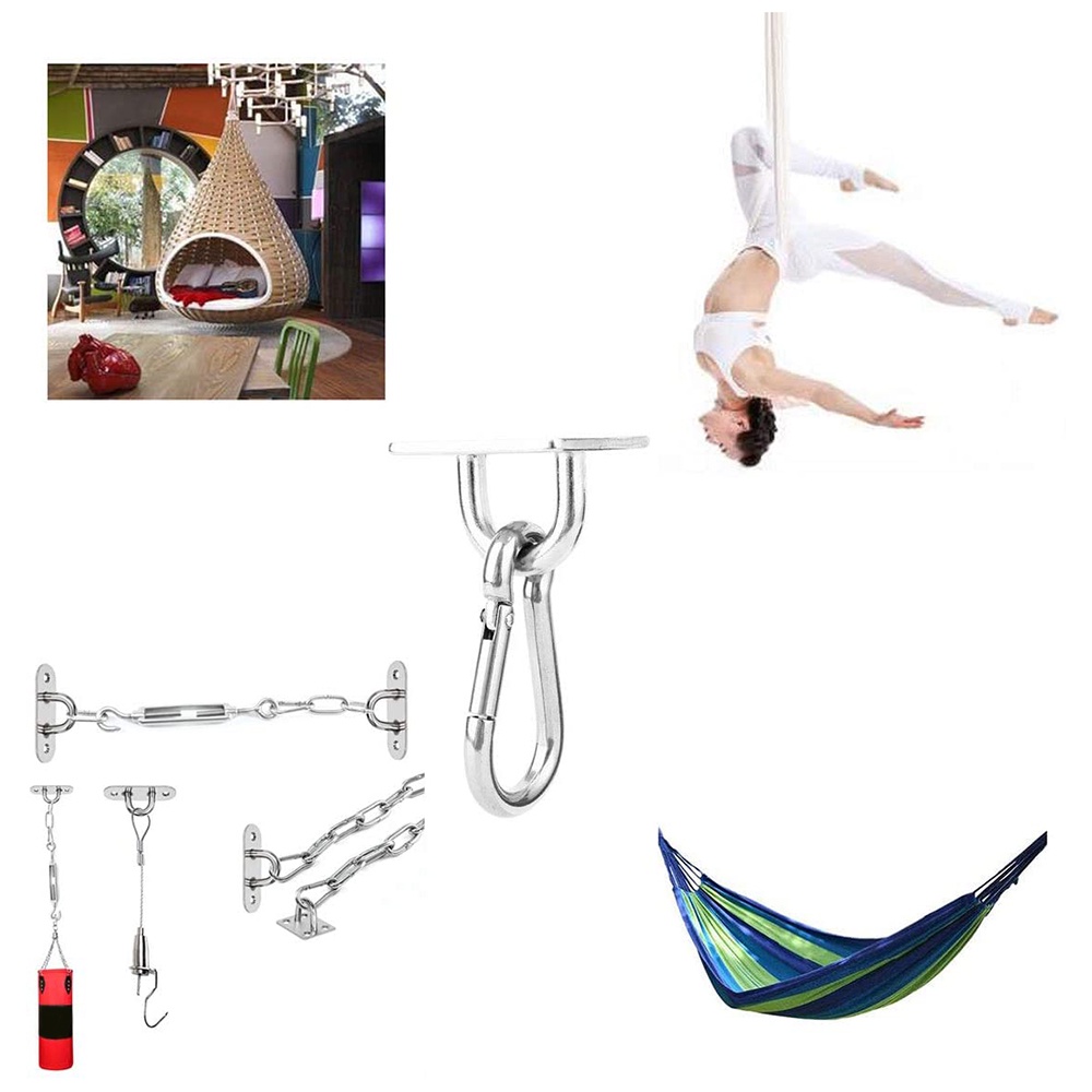 2 Bộ M6 Treo tường Treo tường Phần cứng Bộ lắp Móc hình chữ U cho Võng Yoga Xích đu Phụ kiện Du thuyền Hàng hải