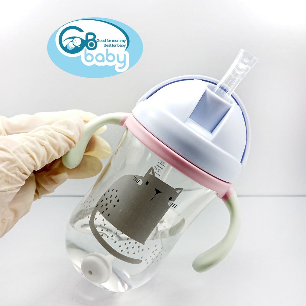 Bình tập uống nước cho bé tritan cao cấp chống đổ cho bé GB-Baby 300ml hàng chính hãng( Tặng kèm chổi rửa ônng nước