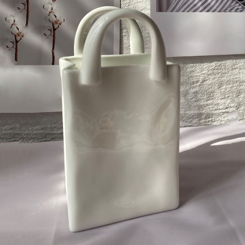 [Fenteer1] Lọ Hoa Khô Bằng Gốm Hình Túi Xách Trang Trí Phòng Khách