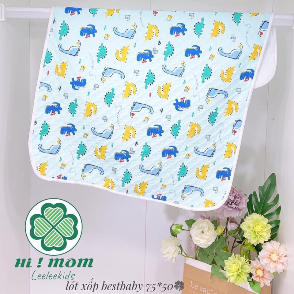 Tấm lót chống thấm Cotton họa tiết , thoáng khí, cho bé có thể giặt được- Mới