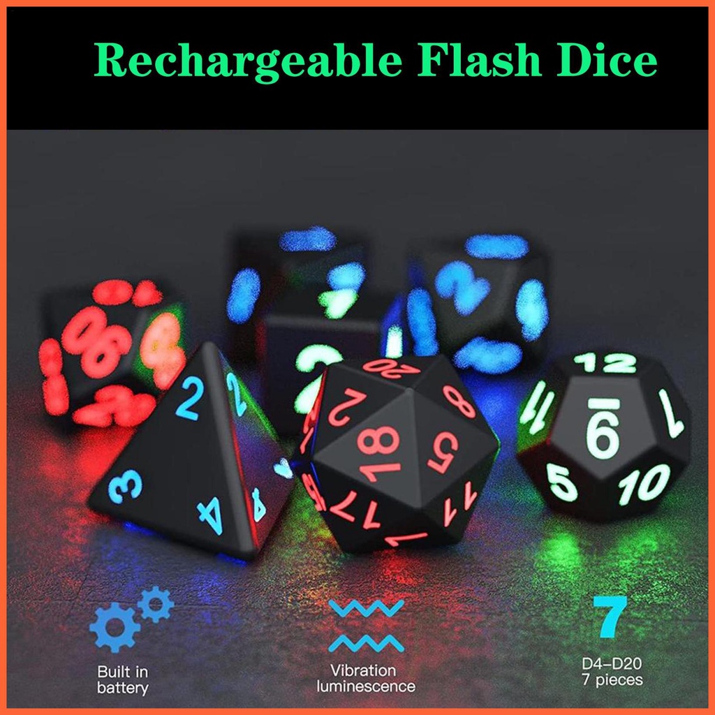 Bộ Điện Tử Polyhedral Kèm Hộp Sạc Cho Dungeon and Dragons DND RPG chunvn