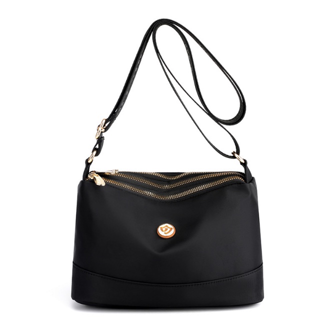 Túi Đeo Chéo Vai Bằng Nylon Màu Trơn 3 Lớp Sức Chứa Lớn Chống Nước Cho Nữ