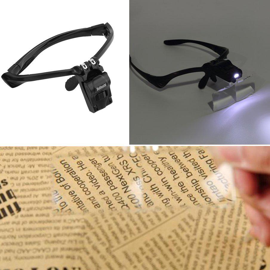 Kính Lúp Đội Đầu Đèn Led Hỗ Trợ Đọc Sách