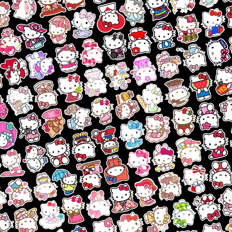 Combo 30/60 sticker mèo hellokitty decal chống nước dán trang trí điện thoại laptop nón bảo hiểm xe máy NT 52