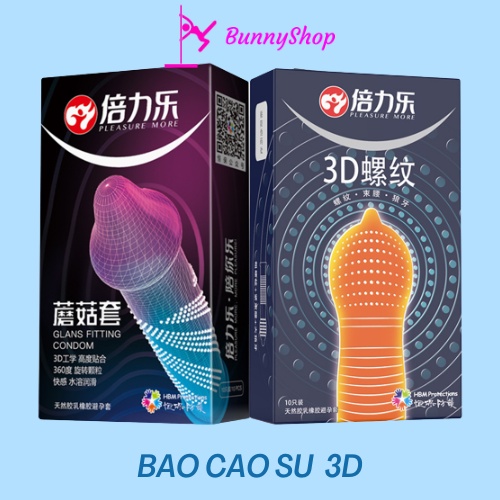 Bao cao su Bili Le bao cao su 3D tăng kich thước có râu hộp 10c