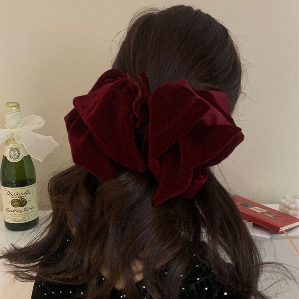 Kẹp Tóc Nhung Màu Trơn Thanh Lịch Kích Thước Lớn VANES1 Dành Cho Bạn Nữ