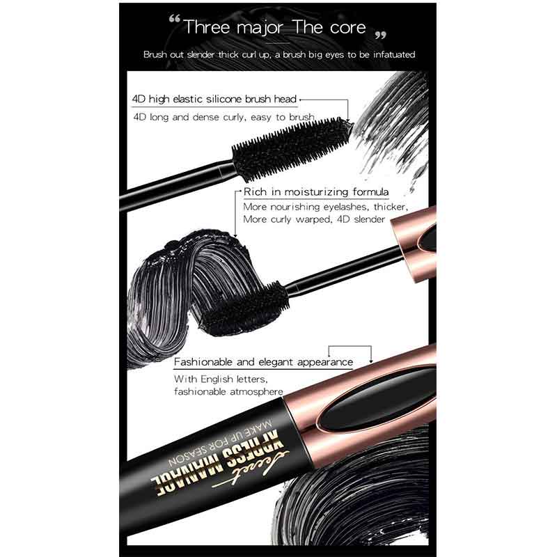 Mascara đen sợi tơ 4D chuốt dài mi chống thấm nước lâu trôi