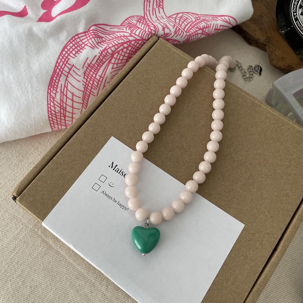 Vòng cổ Mặt Trái Tim Màu Sắc Phong Cách Hàn Quốc 2022 Cho Nữ