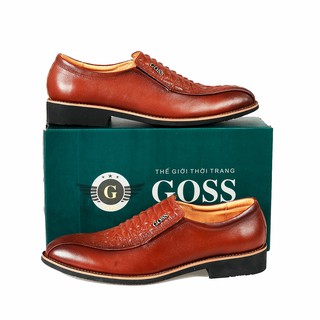 Giày Tây Nam Công Sở Cao Cấp Không Dây Da Bò Dập Vân Cá Sấu GOSS 10HL