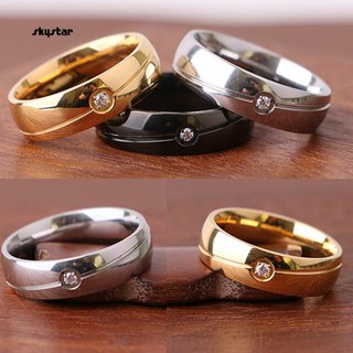 Nhẫn titan unisex đính đá đơn giản (cỡ 6-11)