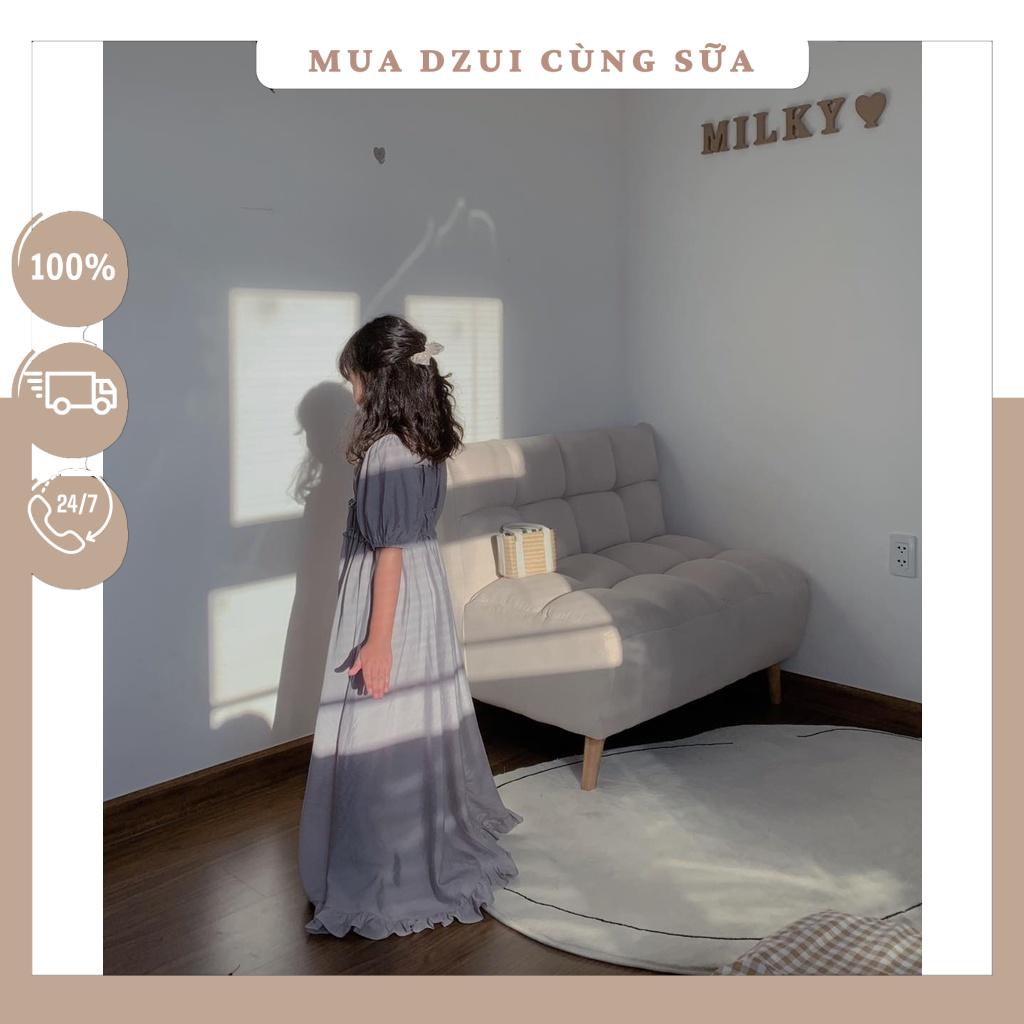 Đầm / váy cho bé tay phồng công chúa màu xám ghi - hàng thiết kế mẹ & bé  dtk-89
