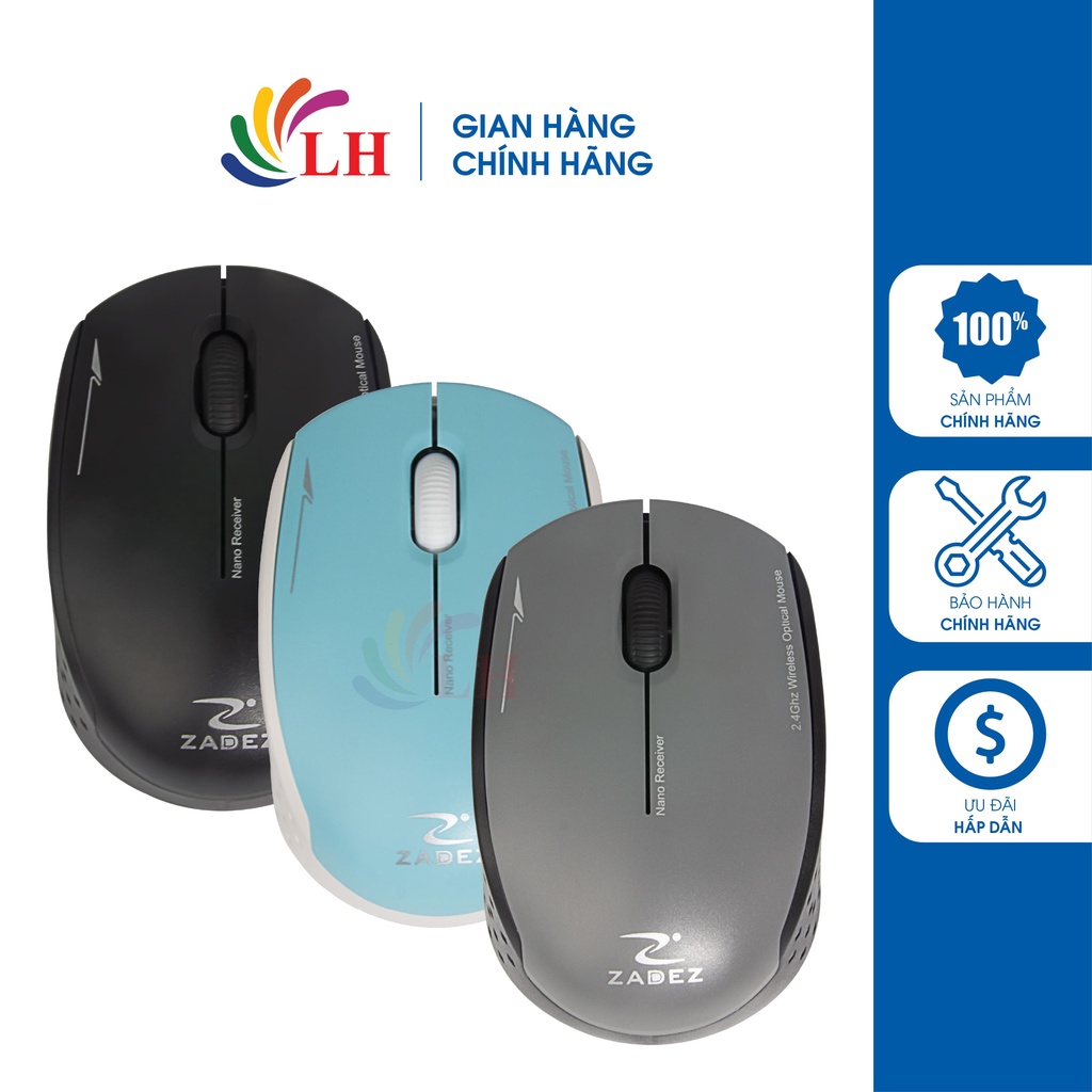 Chuột không dây Zadez M-331 - Hàng chính hãng - Công nghệ Smart Power Saving, thiết kế cong thái học