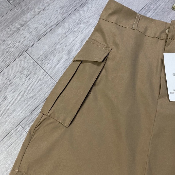 Chân váy kaki cạp cao chữ A túi hộp, chân váy ngắn, mã CV02, màu nâu