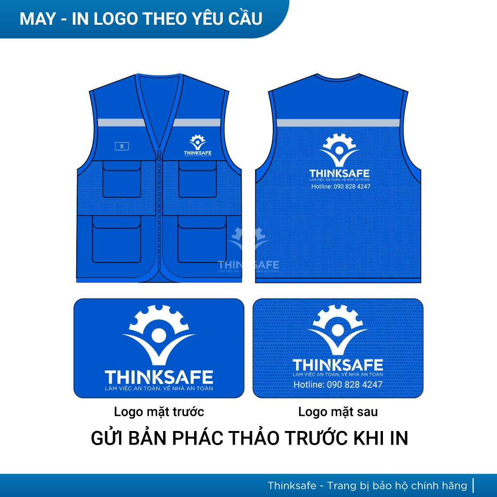 Áo gile phối lưới vải Pangrim Hàn Quốc phản quang, bền màu, ít nhăn, thấm hút mồ hôi cho kỹ sư công nhân -Thinksafe