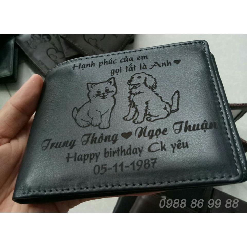 Ví Da Khắc - In Màu theo yêu cầu Saigon leather VKT001