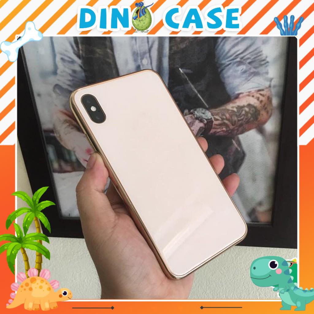 Ốp Lưng Kính Cường Lực Siêu Bền- Viền silicon đồng màu iPhone6/6s/7/7P/8P/X/XsMax 11 11Pro Max